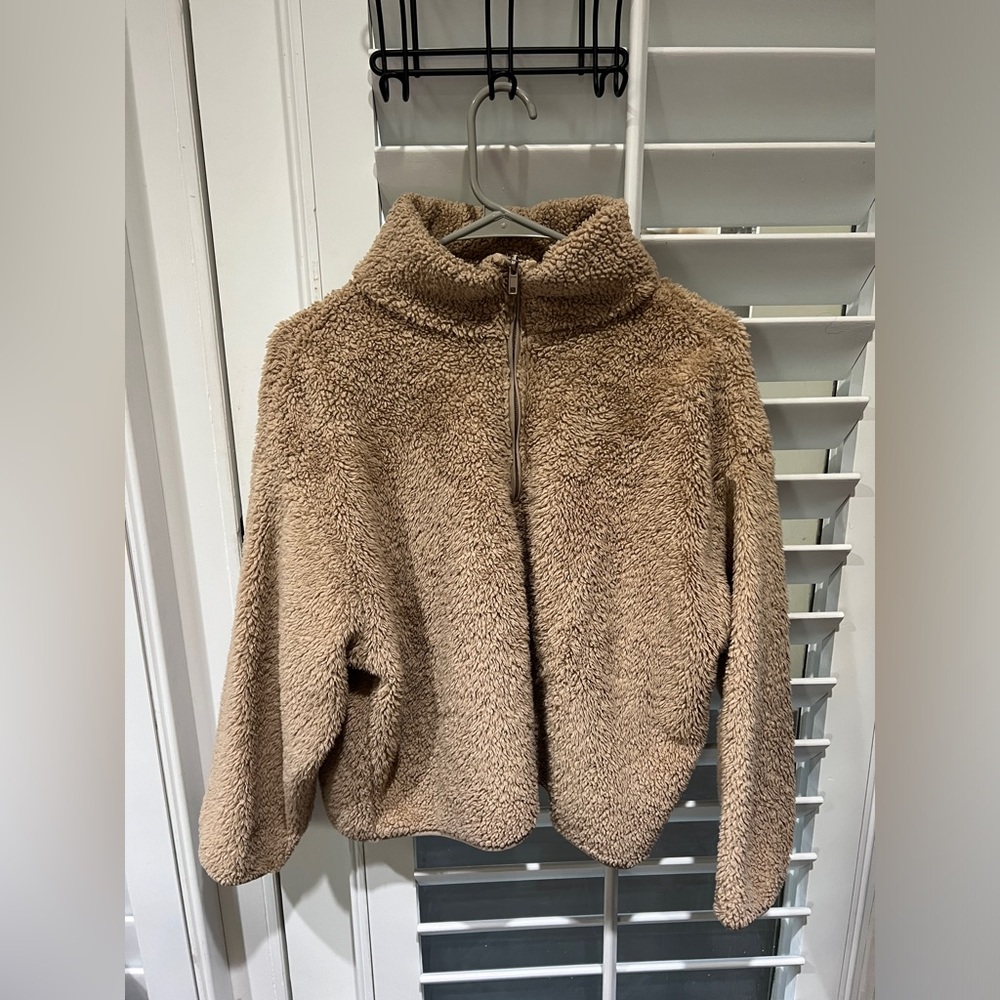 Brown Quarter zip Teddy Jacket